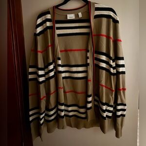 Burberry Tan and Black Striped Cardigan